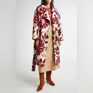 FARM RIO Ainika Flowers Fleece Coat - Size Small